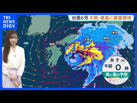 【台風6号】3日にかけて近畿・東海・関東にも接近の見通し 風強まり横殴りの雨に… 太平洋側では2日夜から3日にかけて雨・風さらに強まる【予報士解説】｜TBS NEWS DIG thumbnail