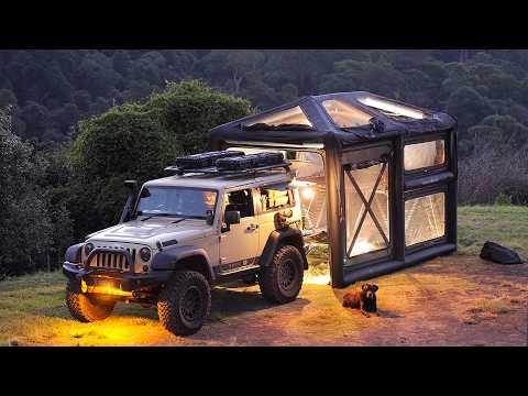 Epic GIANT TENT Camping on a Rain Forest Mountain | Solo Relaxing ASMR thumbnail