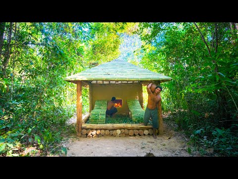 Building a Bamboo Log Cabin with Bushcraft Skills | Primitive thumbnail