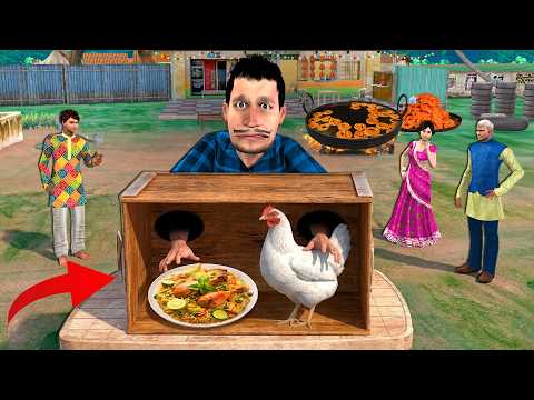 Hidden Box challenge In Dhaba Chicken Biryani Vs Rooster Hindi Kahaniya Moral Stories Comedy Video thumbnail