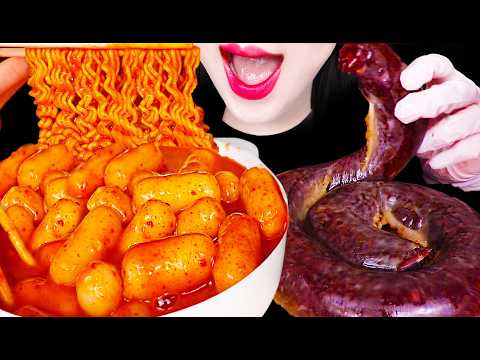 ASMR CHEESY SPICY RICE CAKE NOODLES 치즈 떡볶이 통순대 먹방 MUKBANG, EATING thumbnail