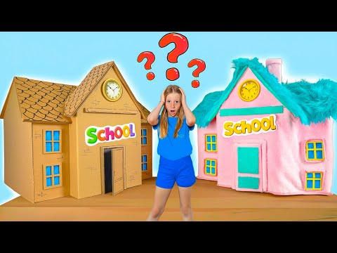 Nastya chơi với bạn bè trong trò chơi Trường học bằng bìa cứng đấu với trò chơi lông mềm thumbnail