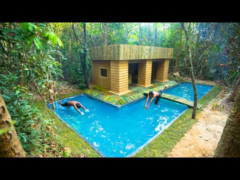 Build Modern Bamboo Villa Surrounding by Swimming Pool Bamboo Bridge [Full Video] thumbnail