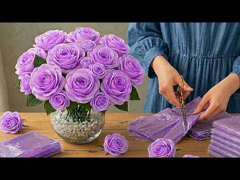 Turn Plastic bags Into Beautiful Rose Flowers! 🌸Genius DIY Flower Tutorial thumbnail