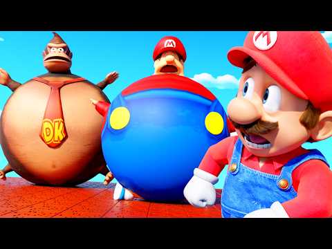 Rolling Fat Mario Bowser and Donkey Kong 3D animation thumbnail