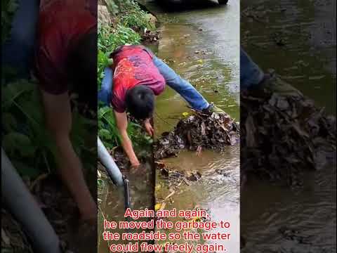 The rain had stopped...but he stayed behind for the flooded road. #short,#kindness,#help,#love thumbnail