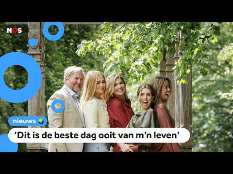 Koninklijke familie op de foto, klas loopt juichend langs thumbnail