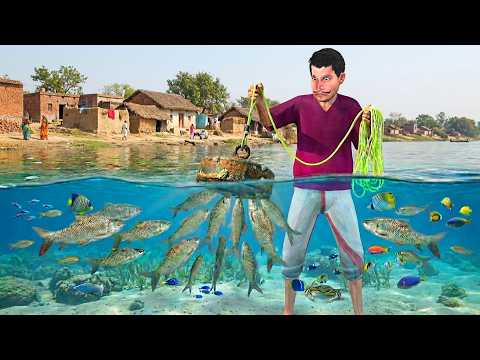 Giant Magnet Fishing In River Metal Detector Treasure Hunt | Hindi Kahaniya thumbnail