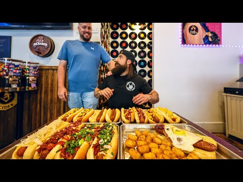 THE BEST HOT DOG CHALLENGE I'VE EVER DONE...BREAK THE HOUSE RECORD AND IT'S FREE! | BeardMeatsFood thumbnail