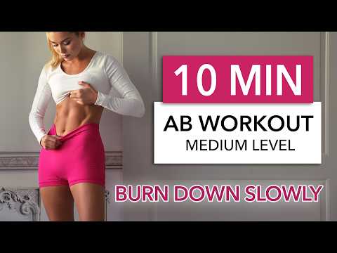 10 MIN BURN DOWN SLOWLY - Ab Workout, Medium I with pelvic floor + deep core activation thumbnail
