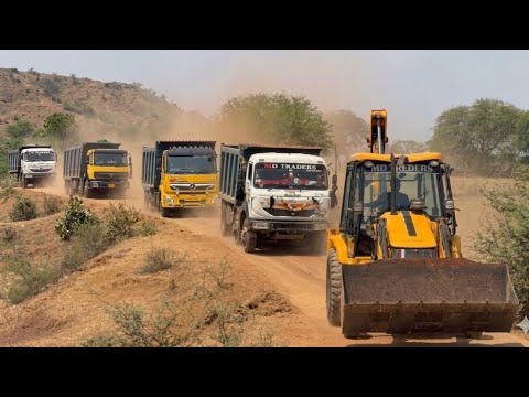 JCB 3dx Making Pond Loading Mud in BharatBenz Tipper and TATA Signa 3530 For New Road Construction thumbnail