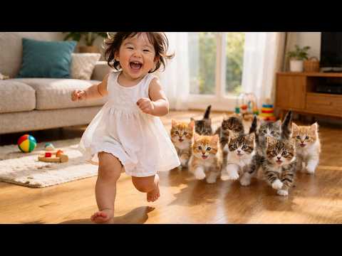 The Cutest First Meeting Ever… Baby Meets Cat ❤️ thumbnail