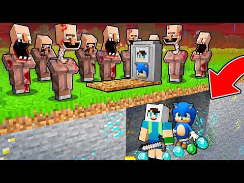 ENES VE BEBEK SONİC KORKUNÇ KÖYLÜLERDEN KAÇMAK İÇİN ÖLMÜŞ GİBİ YAPTI 😱 Minecraft thumbnail