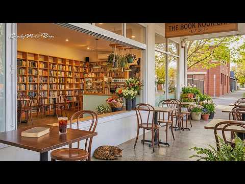 Floral Book Cafe Ambience ☕ Relaxing Jazz & Nature Sounds for Focus & Study thumbnail