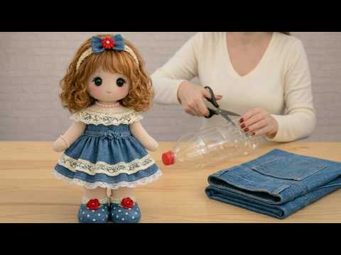 GENIUS! Cute Baby Doll From Plastic Bottle and Old Jeans 🌟 Incredible DIY craft thumbnail