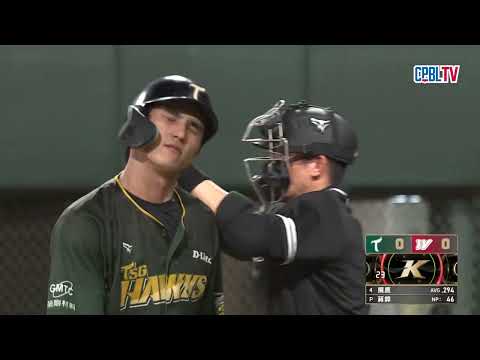 05/19 台鋼 VS 味全 三局上，Super Hero曾子祐敲出二壘安打，蔣銲投出連續兩張老K，留下殘壘 thumbnail