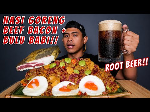 NEKAT!! MUKBANG NASI GORENG BEEF BACON + BULU BABI, MINUMNYA ROOT BEER!! thumbnail