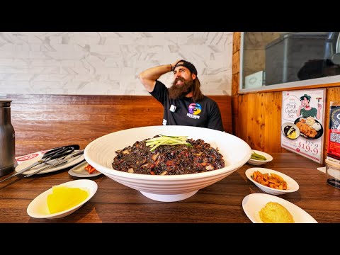 WIN $100 CASH IF YOU CAN FINISH THIS JUMBO NOODLE CHALLENGE IN 15 MINUTES! | BeardMeatsFood thumbnail