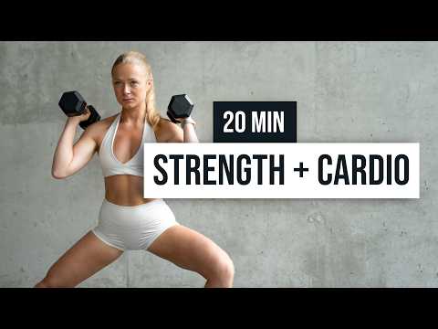 20 MIN FULL BODY STRENGTH + CARDIO (train like an athlete, at home or in the gym) thumbnail