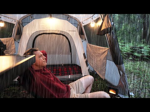 SOLO Camping in the RAIN [ Far Away from Trouble | Cozy RELAX, Focus STUDY, SLEEP |  ASMR ] thumbnail