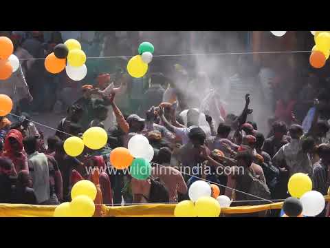 Colour-filled streets of Nandgaon during Holi festival thumbnail