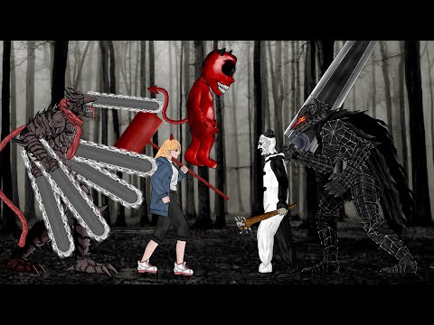 Devil Chainsaw Man, Power, Talking Juan vs Guts Berserker Armor, Art the Clown, Siren Head. thumbnail