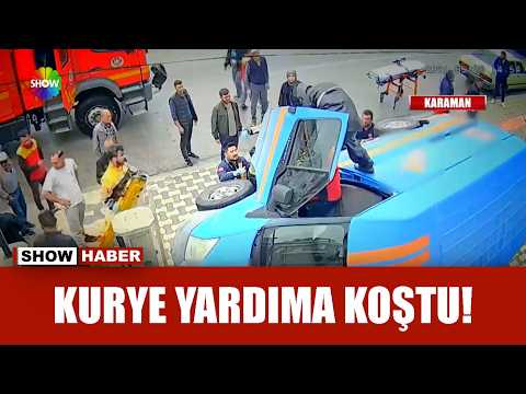 Kargo aracı otomobilin üstüne devrildi! thumbnail