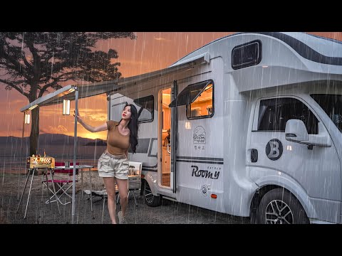 🚐 LUXURY CARAVAN CAMPING IN THE RAIN thumbnail