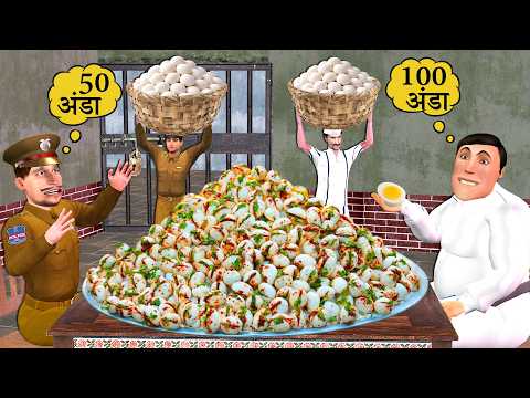 Jail Mei 100kg Boiled Eggs Eating Challenge Police Officer Vs Chor Anda Street Food Hindi Kahaniya thumbnail