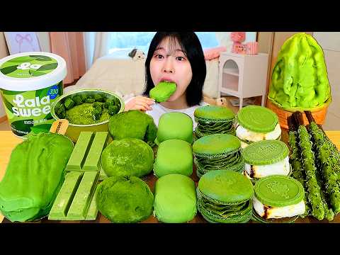 ASMR MUKBANG| 말차 디저트 말차 아이스크림 마카롱 케이크 모찌 먹방 & 레시피 MATCHA GREEN TEA DESSERT ICE CREAM EATING thumbnail