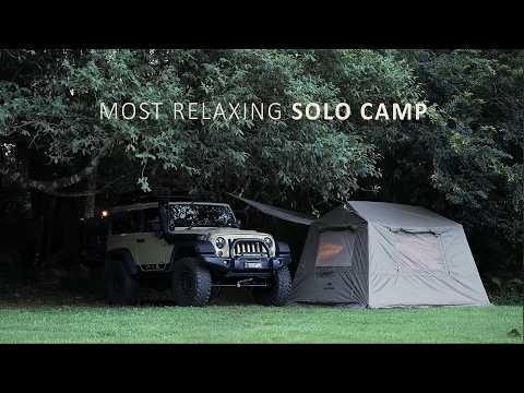 SOLO Camping in the RAIN FOREST -  Relaxing in a Cozy Tent by the Creek (ASMR sounds) thumbnail