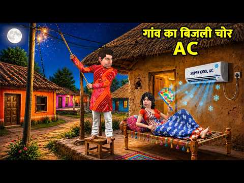 गांव का बिजली चोर AC Electricity Thief for AC Village Comedy Hindi Kahani Moral Stories thumbnail