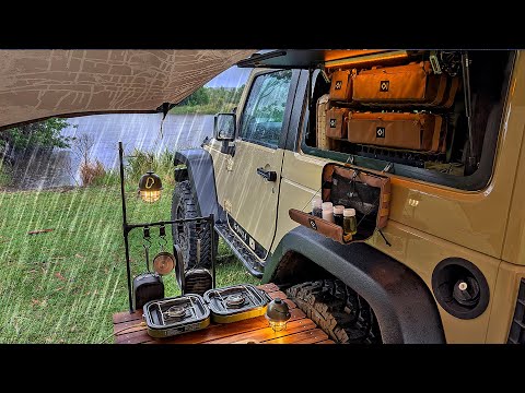 Organizing my SOLO Camp in HEAVY RAIN 🌧️ – Cozy Car Camping & ASMR thumbnail