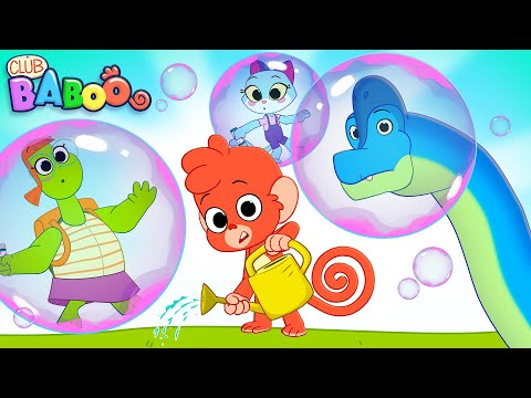 Funny DINO BUBBLES | Club Baboo | Brachiosaurus T-Rex Triceratops | 1 HOUR Funny Dino Video for Kids thumbnail