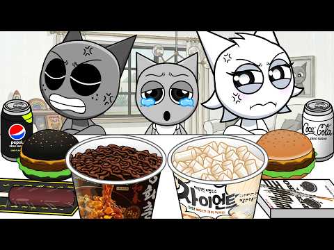 블랙 vs 화이트 편의점 먹방 대결 Gray vs Wenda Convenience Store MUKBANG Animation ㅣMOOMOOSTUDIO thumbnail