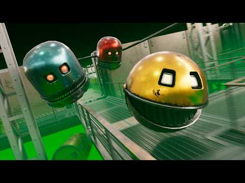 Robot Pacman in the cyberpunk maze vs the ghosts 3D thumbnail