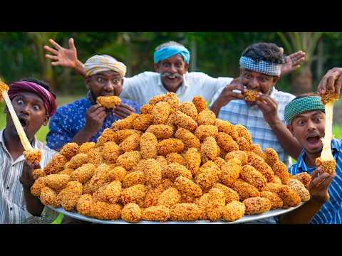 CHEESE FRIED CHICKEN | NOODLES CHICKEN | Cooking & Eating in Village | Potato Cheese Chicken Recipe thumbnail