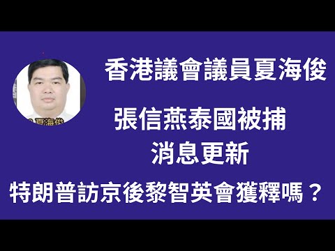 夏海俊：特朗普訪京後黎智英會獲釋嗎？ 張信燕泰國被捕,   消息更新. thumbnail