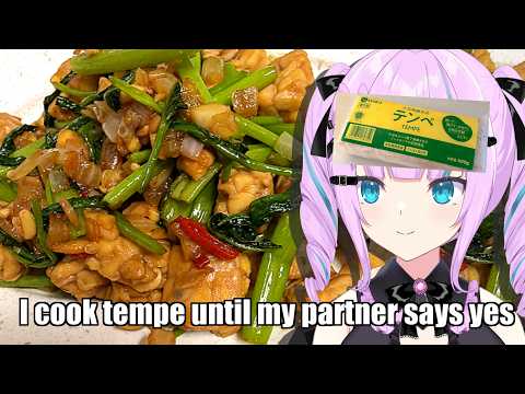 Japanese tries great tempe dish Day1 【Tumis kangkung tempe】 thumbnail
