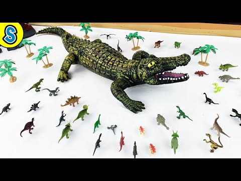 Giant Crocodile vs. Jurassic World | Skyheart's Dinosaurs battle toys kids playmobil trex triceratop thumbnail