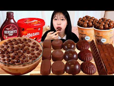 ASMR MUKBANG| 초콜릿 디저트 초코 아이스크림 몰티져스 버터떡 먹방 & 레시피 CHOCOLATE DESSERT ICE CREAM EATING thumbnail