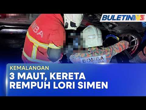 KEMALANGAN | Tiga Maut, Seorang Cedera Kereta Rempuh Lori thumbnail