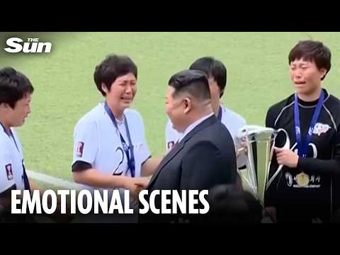 Moment North Korean football team cry their eyes out when meeting Kim Jong-un after cup win thumbnail