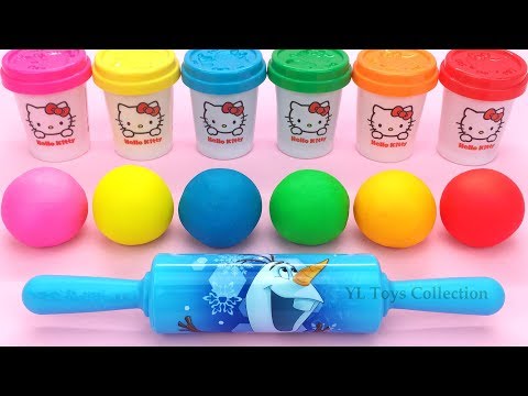 Learn Colors Hello Kitty Dough with Ocean Tools and Cookie Molds Surprise Toys Kinder Eggs thumbnail