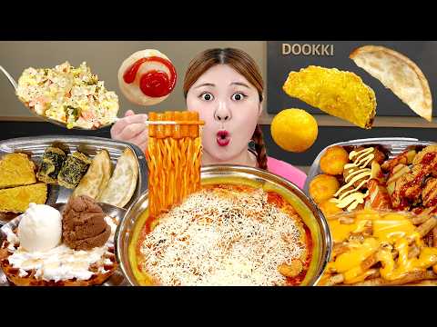 MUKBAGN 두끼 신메뉴 떡볶이 먹방 모음! Cheese Tteokbokki & Chicken EATING SHOW | HIU 하이유 thumbnail