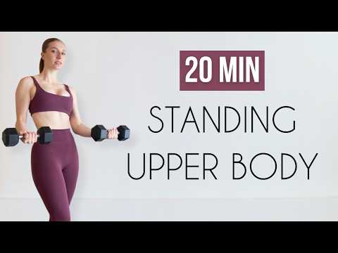 20 MIN STANDING TONED UPPER BODY WORKOUT - Dumbbells, At Home thumbnail