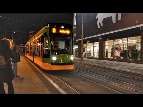 Poland, Poznań, tram 9 night ride from Pl. Wiosny Ludów to Wierzbięcice thumbnail