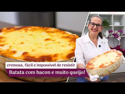 BATATA GRATINADA COM MOLHO BRANCO E BACON! CREMOSA, FÁCIL, RÁPIDA E DELICIOSA! - Isamara Amâncio thumbnail
