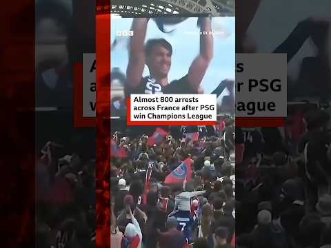 Arrests made and hundreds injured after PSG Champions League celebrations. #BBCNews thumbnail