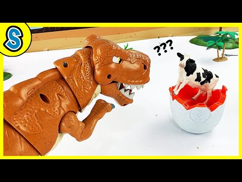 Trex Hatch Baby Cow Egg | Skyheart's dinosaur toys for kids jurassic world raptors toys playmobil thumbnail